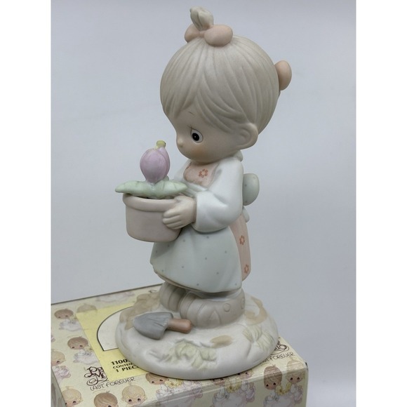 Precious Moments girl May Flowers in pot 110035 vintage - Picture 3 of 4